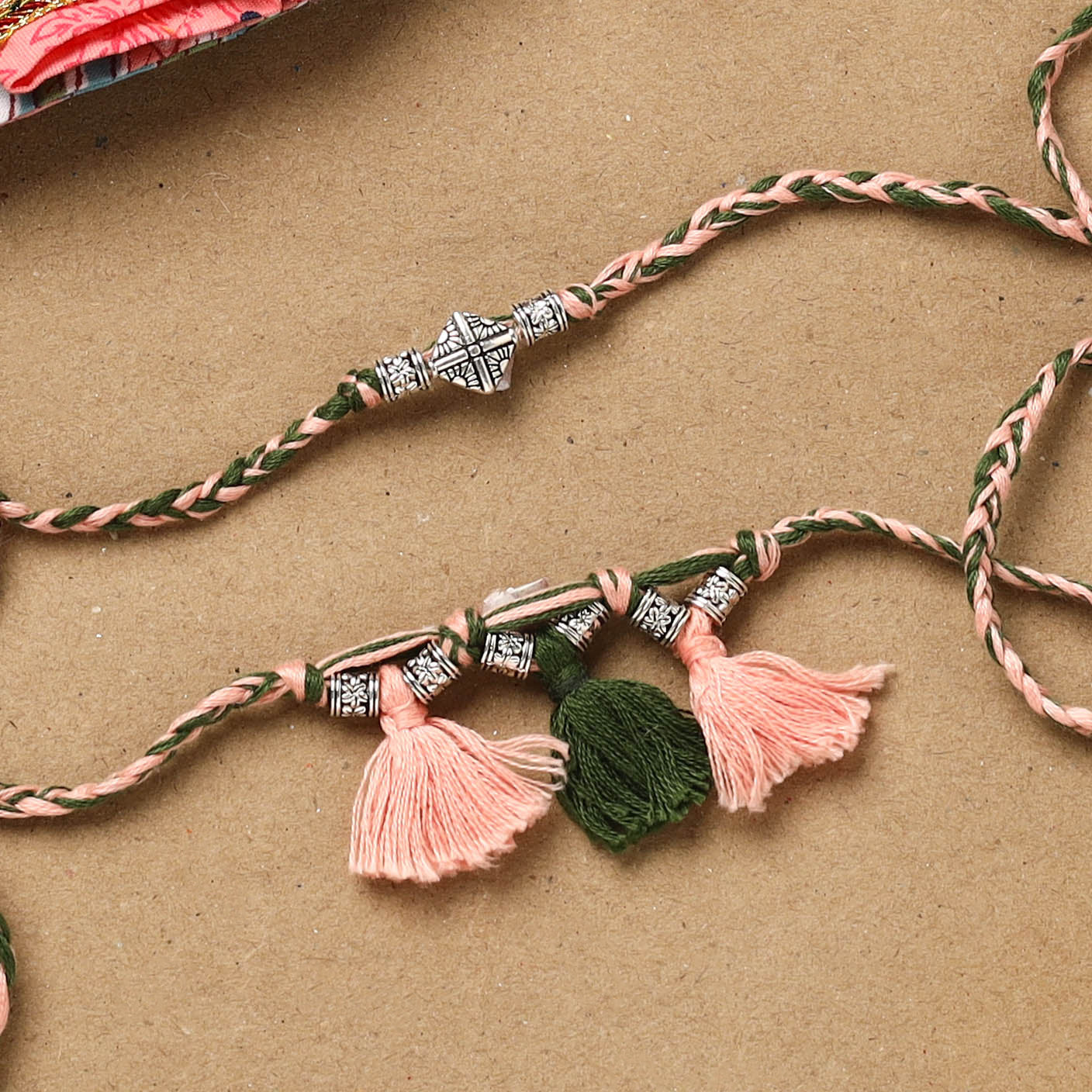 Handmade german silver bhaiya bhabhi rakhi set 166