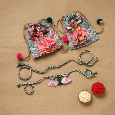 Handmade german silver bhaiya bhabhi rakhi set 167