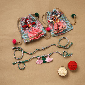 Handmade german silver bhaiya bhabhi rakhi set 167