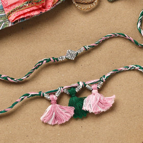 Handmade german silver bhaiya bhabhi rakhi set 167