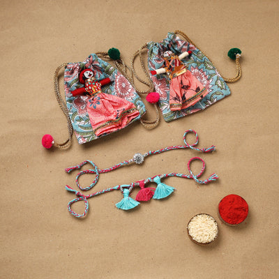 Handmade german silver bhaiya bhabhi rakhi set 168