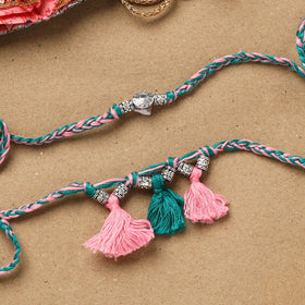 Handmade german silver bhaiya bhabhi rakhi set 170