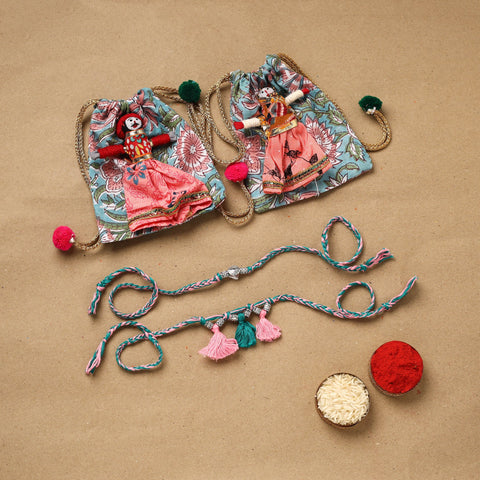 Handmade german silver bhaiya bhabhi rakhi set 170