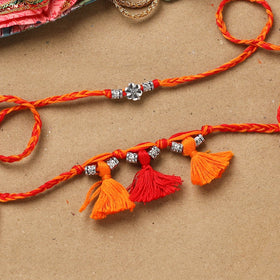 Handmade german silver bhaiya bhabhi rakhi set 171