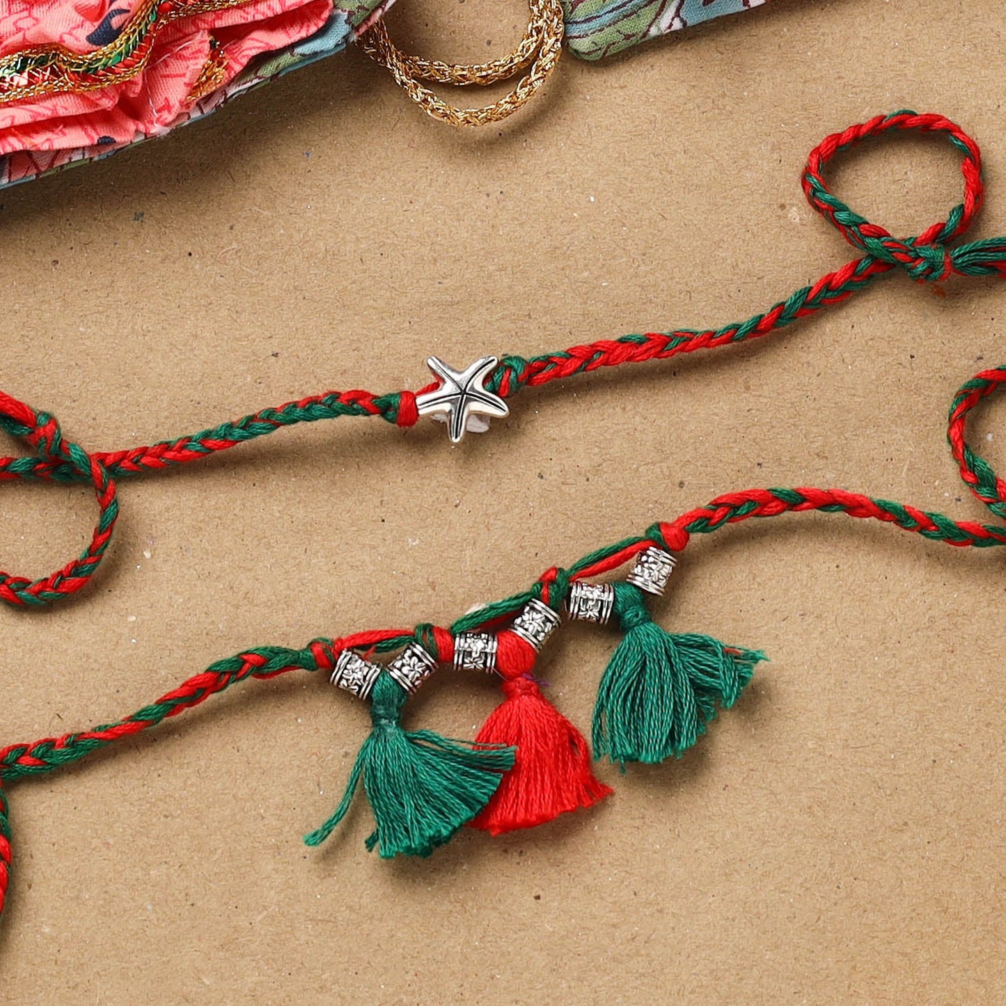 Handmade german silver bhaiya bhabhi rakhi set 172