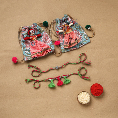 Handmade german silver bhaiya bhabhi rakhi set 173