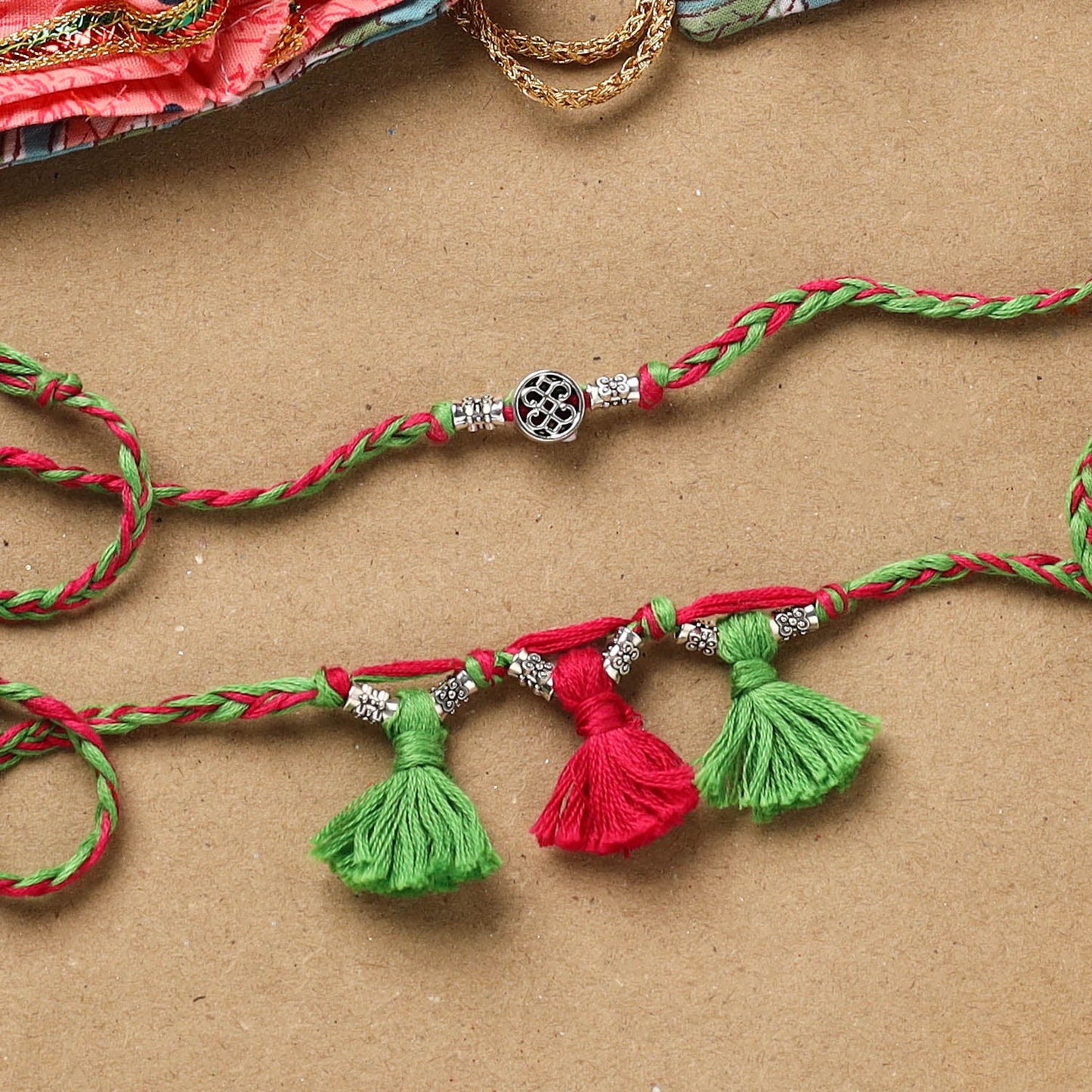 Handmade german silver bhaiya bhabhi rakhi set 173