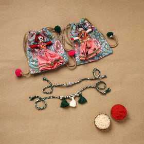 Handmade german silver bhaiya bhabhi rakhi set 174