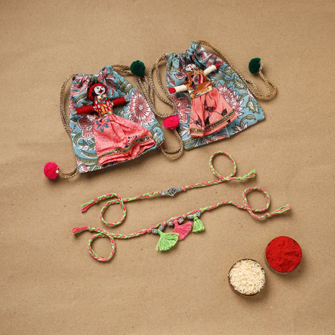Handmade german silver bhaiya bhabhi rakhi set 175