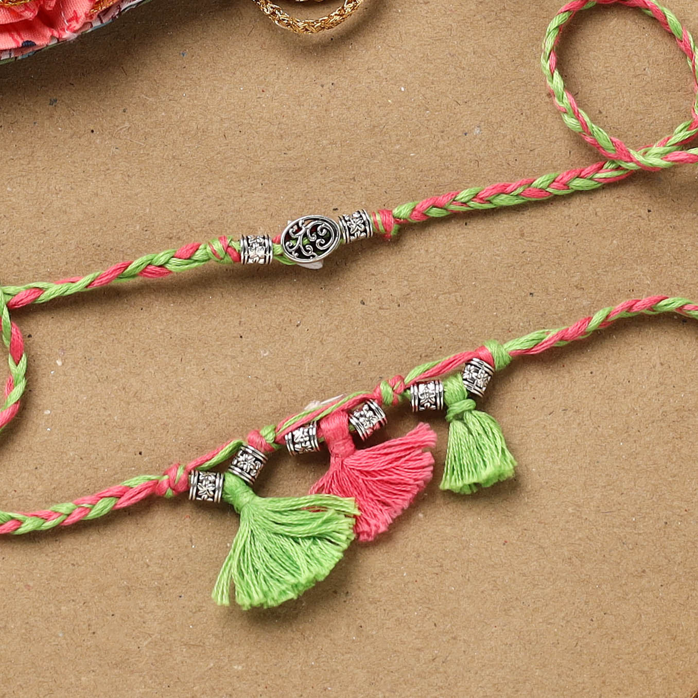 Handmade german silver bhaiya bhabhi rakhi set 175