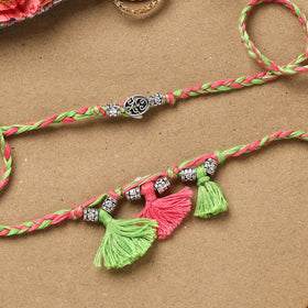 Handmade german silver bhaiya bhabhi rakhi set 175