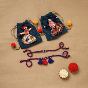 Handmade german silver bhaiya bhabhi rakhi set 176