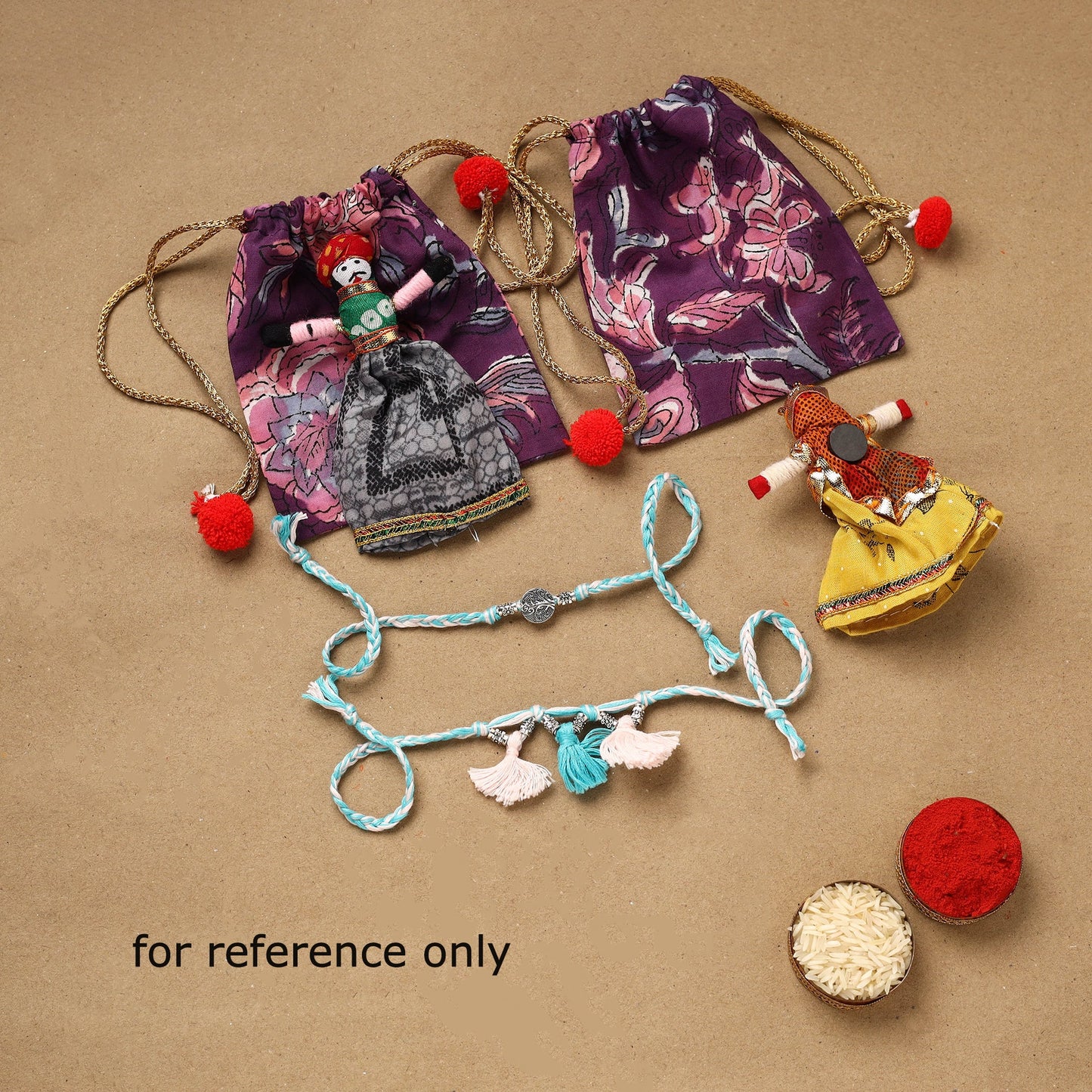 Handmade german silver bhaiya bhabhi rakhi set 176