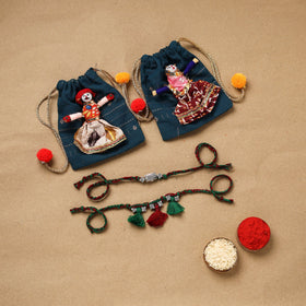 Handmade german silver bhaiya bhabhi rakhi set 179