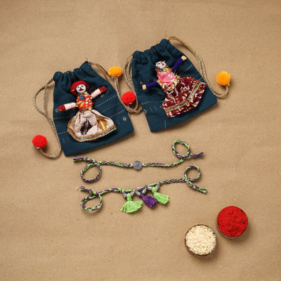 Handmade german silver bhaiya bhabhi rakhi set 180