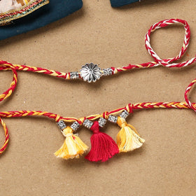 Handmade german silver bhaiya bhabhi rakhi set 181