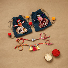 Handmade german silver bhaiya bhabhi rakhi set 181