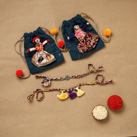 Handmade german silver bhaiya bhabhi rakhi set 183