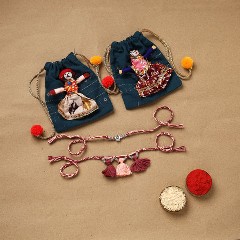 Handmade german silver bhaiya bhabhi rakhi set 184