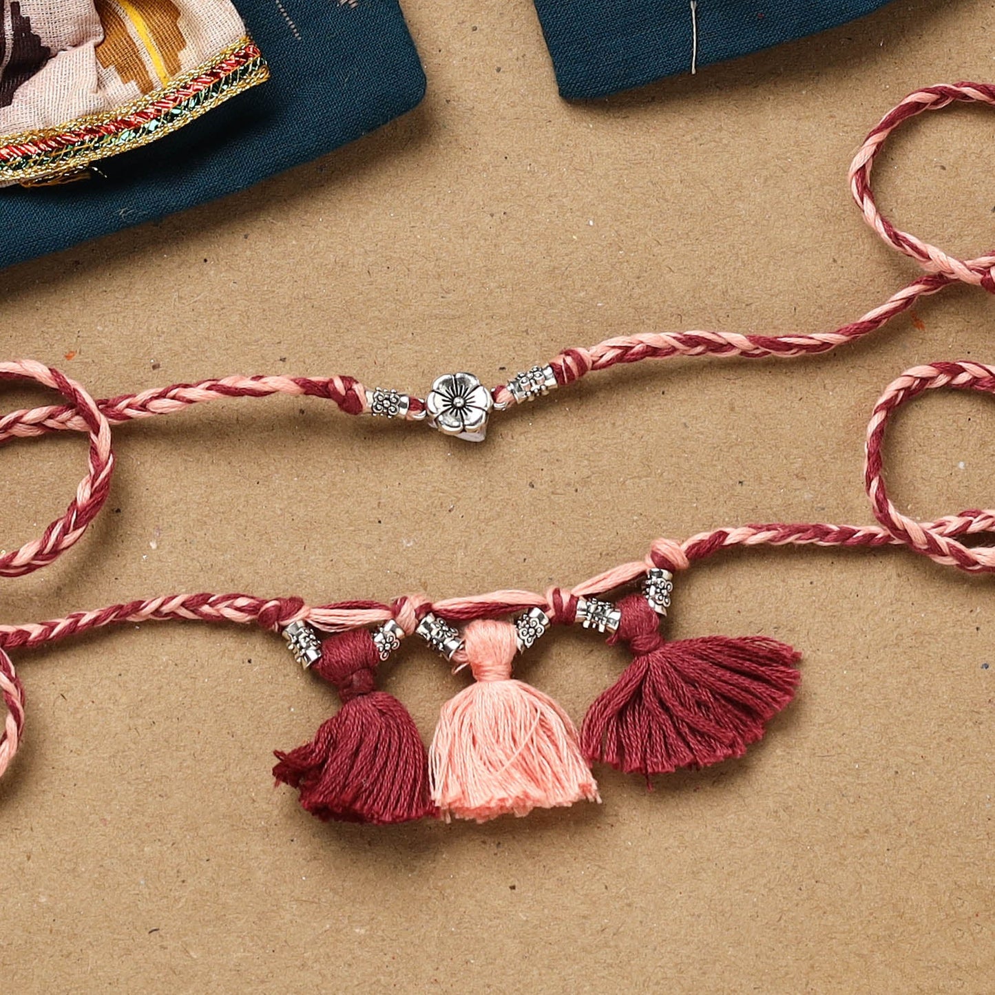 Handmade german silver bhaiya bhabhi rakhi set 184