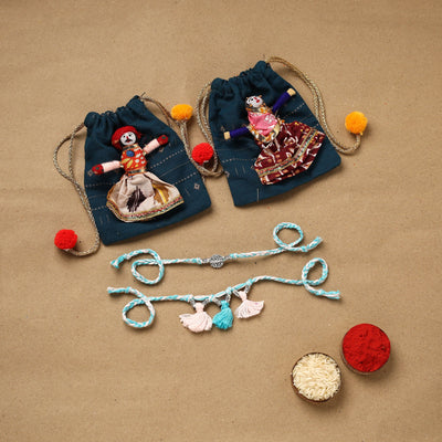 Handmade german silver bhaiya bhabhi rakhi set 185