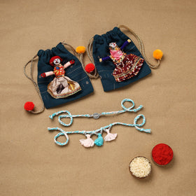 Handmade german silver bhaiya bhabhi rakhi set 185