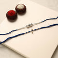  Handmade German Silver Pearl Rakhi & Lumba Set 