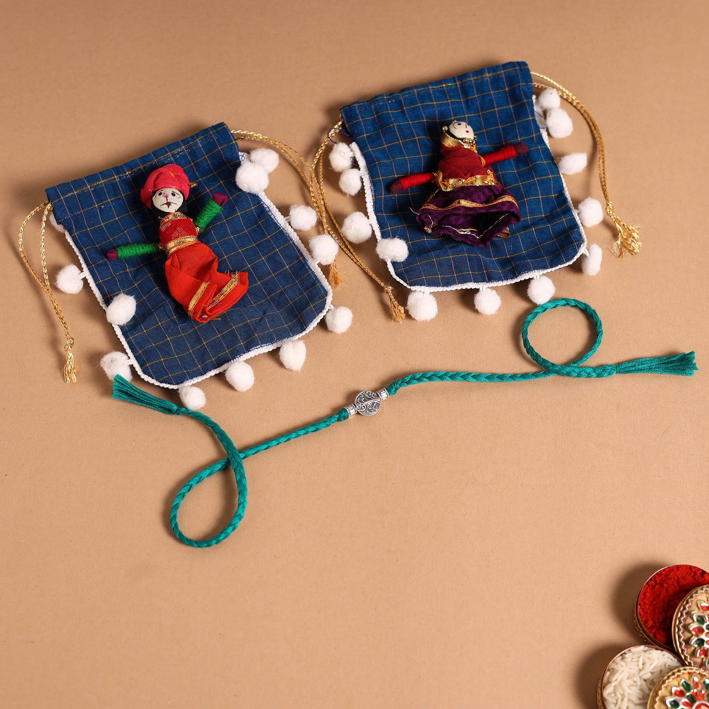  Handmade German Silver Rakhi & Lumba Set