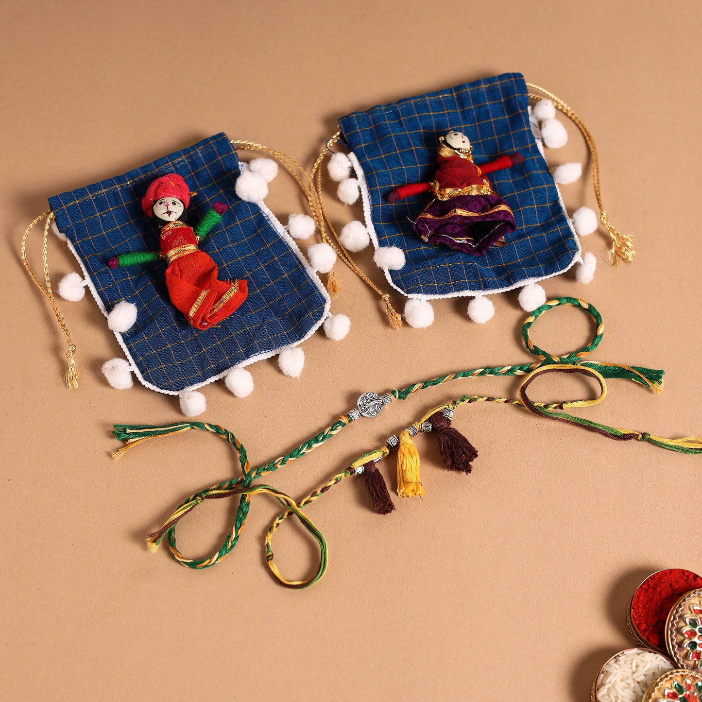  Handmade German Silver Rakhi & Lumba Set