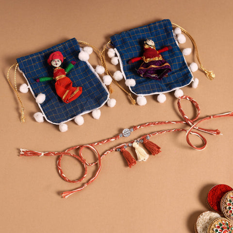 Handmade German Silver Rakhi & Lumba Set