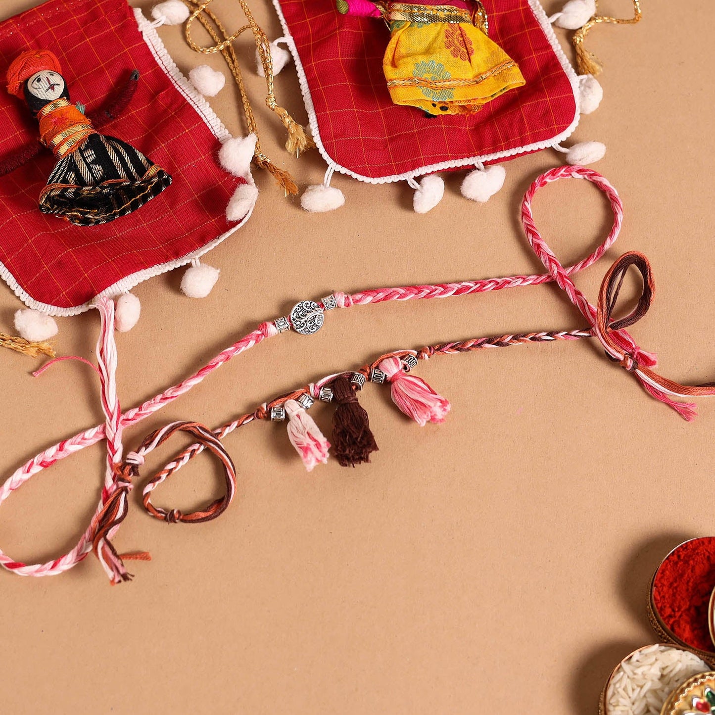  Handmade German Silver Rakhi & Lumba Set