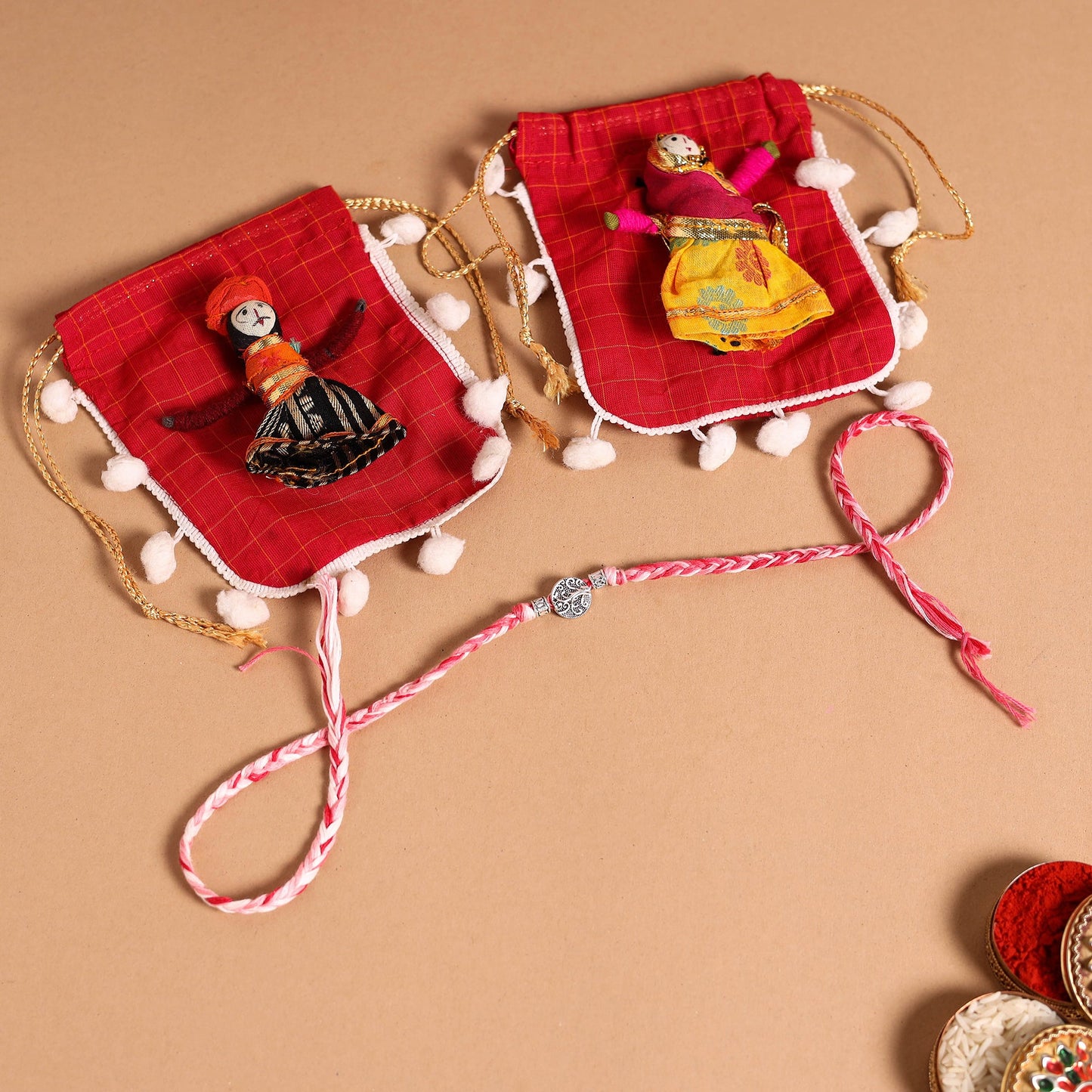  Handmade German Silver Rakhi & Lumba Set