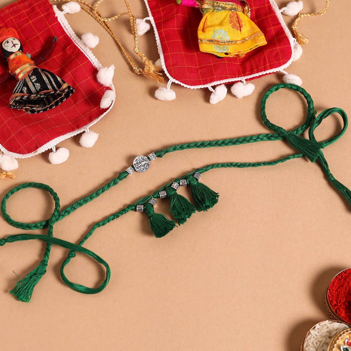  Handmade German Silver Rakhi & Lumba Set