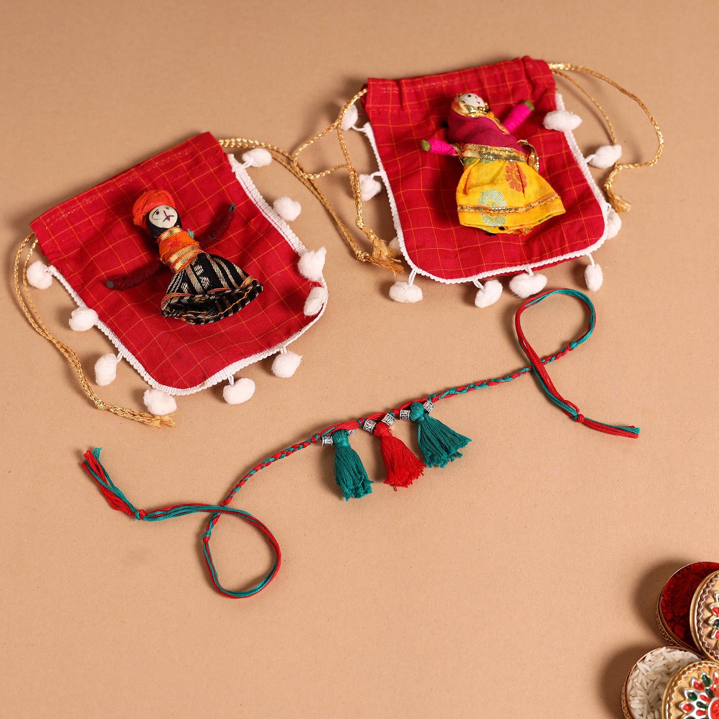  Handmade German Silver Rakhi & Lumba Set