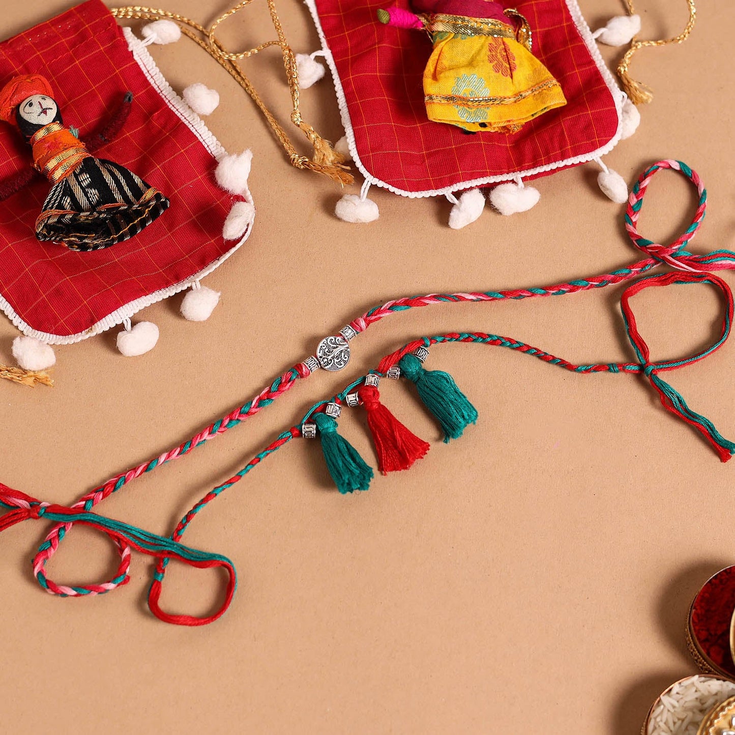  Handmade German Silver Rakhi & Lumba Set