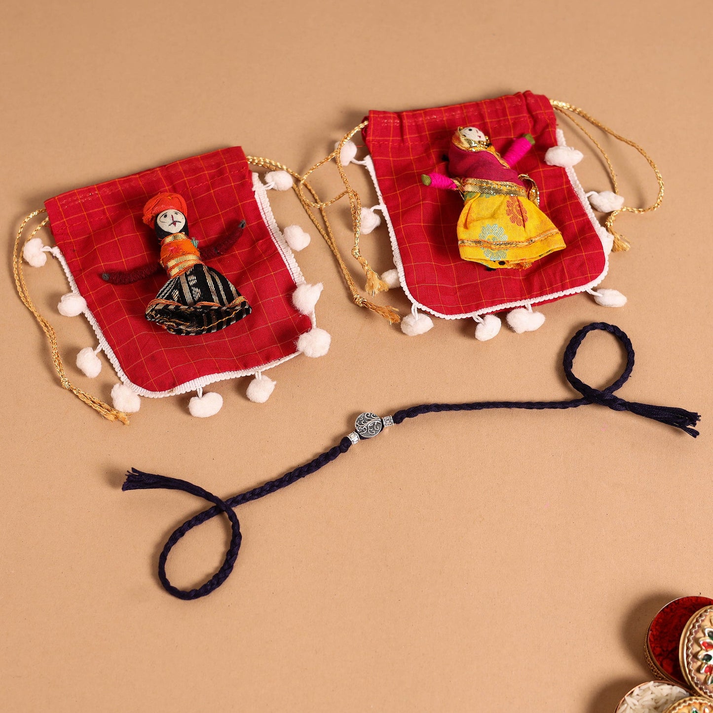  Handmade German Silver Rakhi & Lumba Set