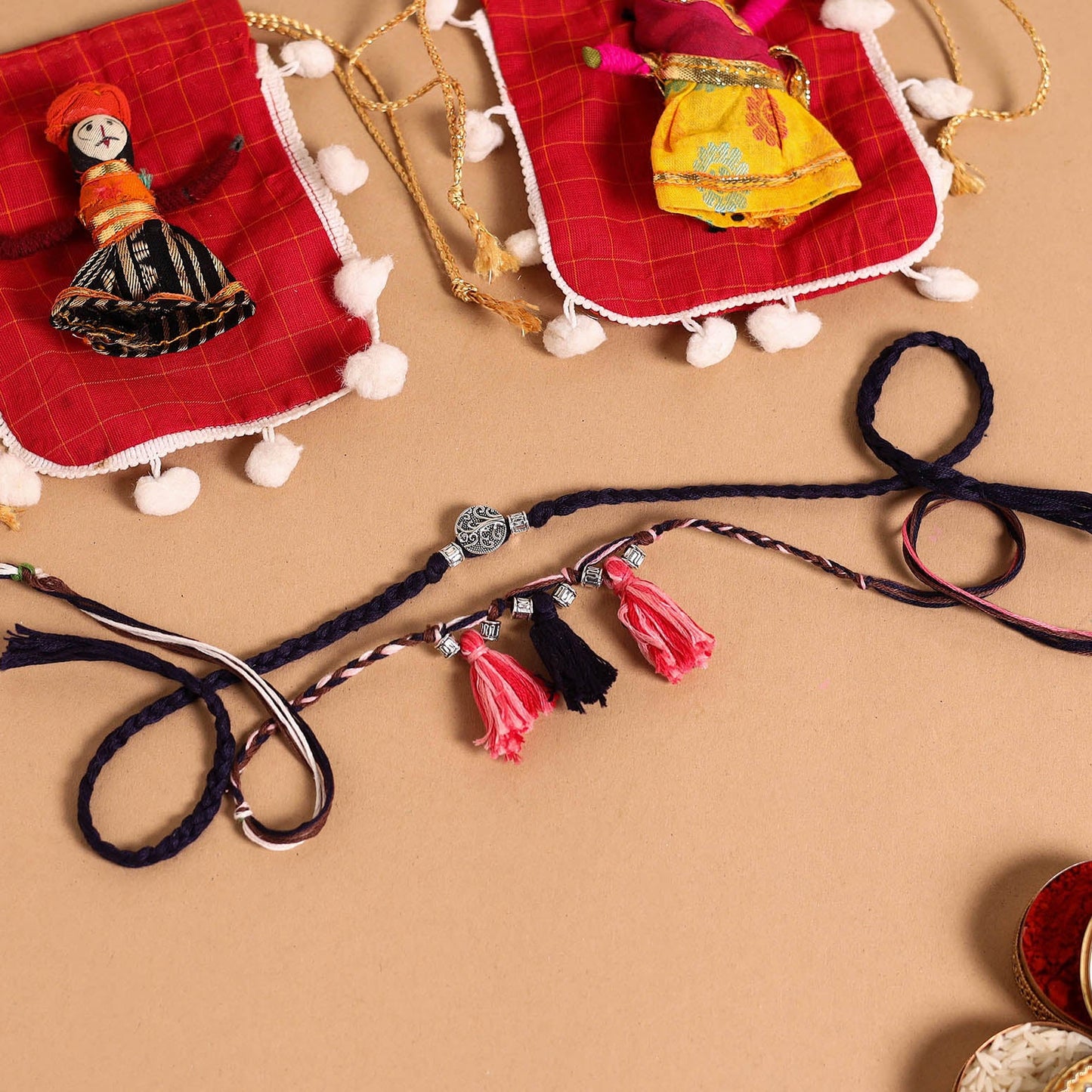  Handmade German Silver Rakhi & Lumba Set