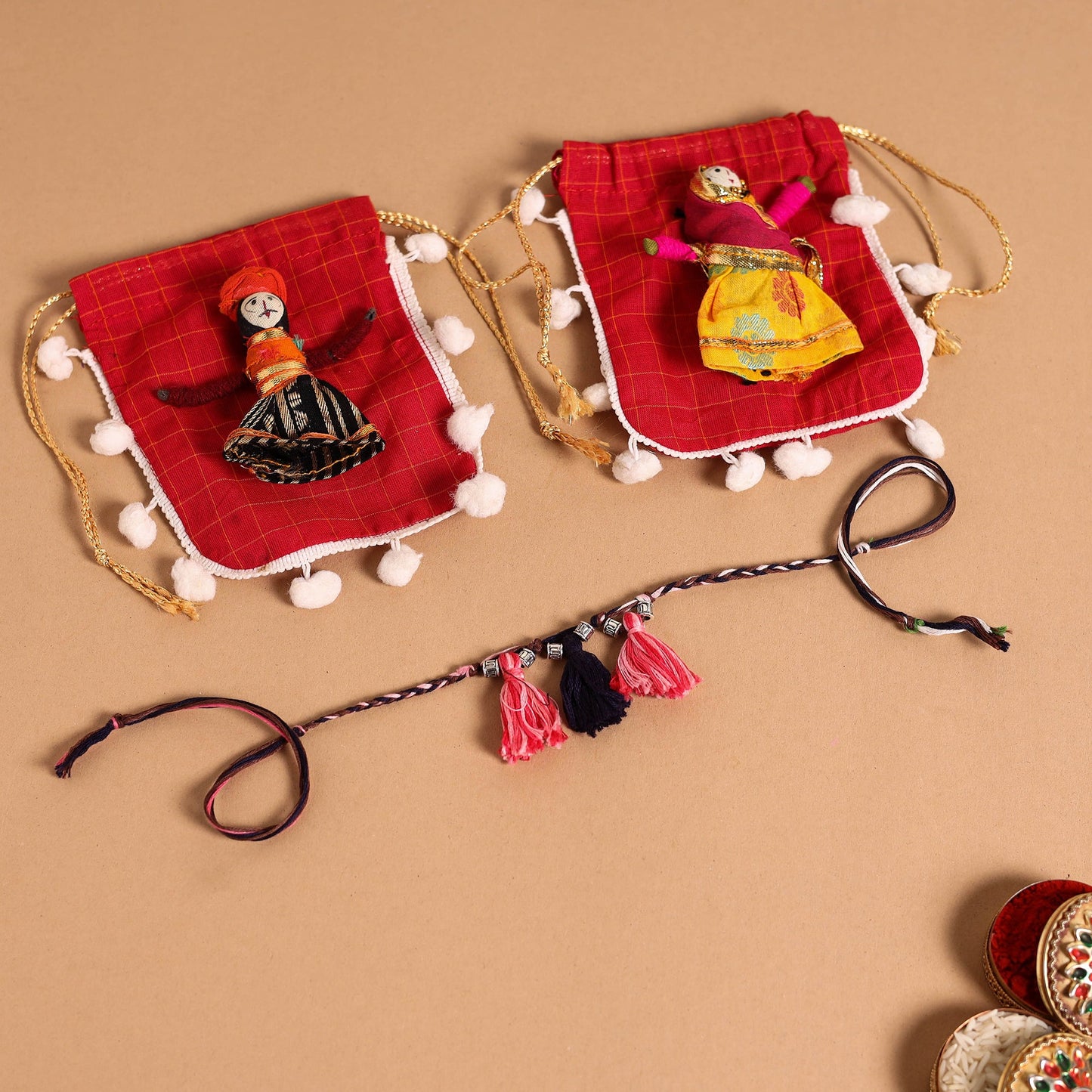  Handmade German Silver Rakhi & Lumba Set