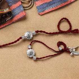 Handmade german silver beads rakhi & lumba set 186