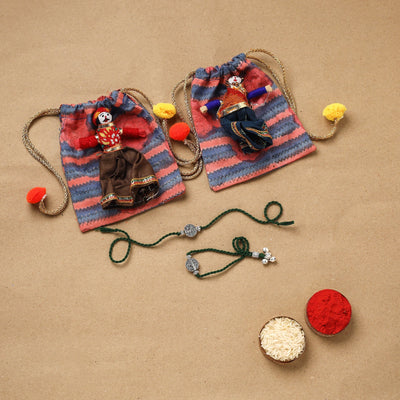 Handmade german silver beads rakhi & lumba set 192