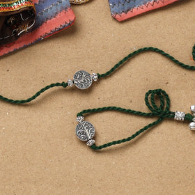 Handmade german silver beads rakhi & lumba set 192