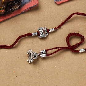 Handmade german silver beads rakhi & lumba set 194