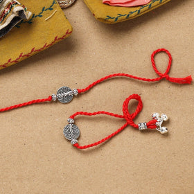 Handmade german silver beads rakhi & lumba set 196