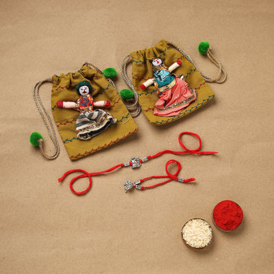 Handmade german silver beads rakhi & lumba set 197