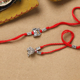 Handmade german silver beads rakhi & lumba set 197