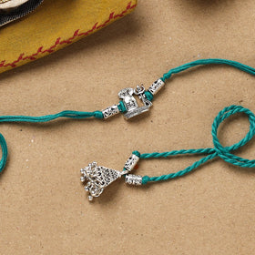 Handmade german silver beads rakhi & lumba set 199