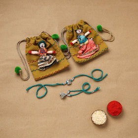 Handmade german silver beads rakhi & lumba set 199