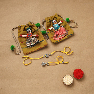 Handmade german silver beads rakhi & lumba set 200