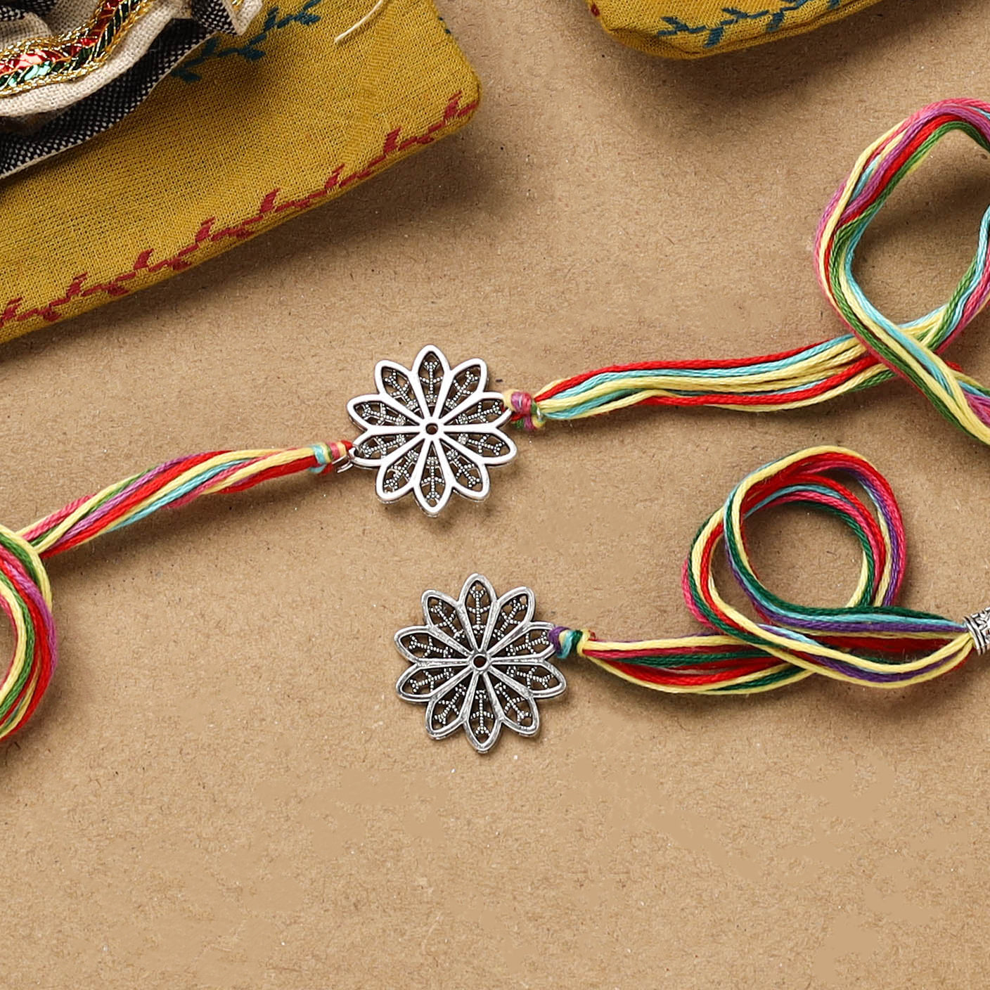Handmade german silver rakhi & lumba set 201 - handcrafted