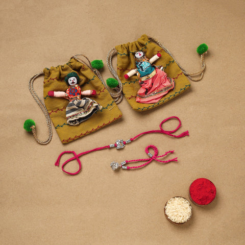 Handmade german silver beads rakhi & lumba set 205